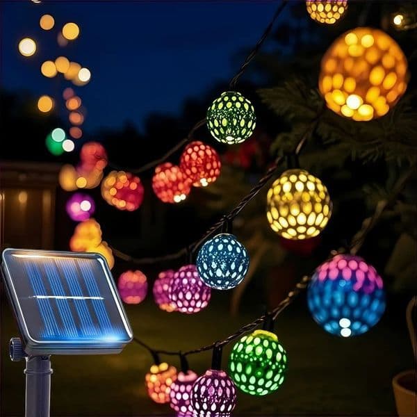 50 30 20 LED Moroccan Ball Solar String Lights Waterproof 8 Modes for Outdoor Garden Wedding Party Christmas Halloween Decor 260410