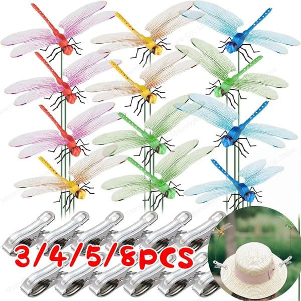 31CM Simulation Dragonfly Clip Bug Deterrent istic Hat Repellent Home Garden Decoration Supply 260410