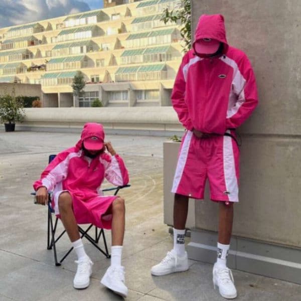 Casual Outfit Suit Trendy Brand Patchwork Jacket Men's Hot-Selling Retro Street Style Personality Breathable Casual Sports Suit Trend Men's Set Jacket and shorts