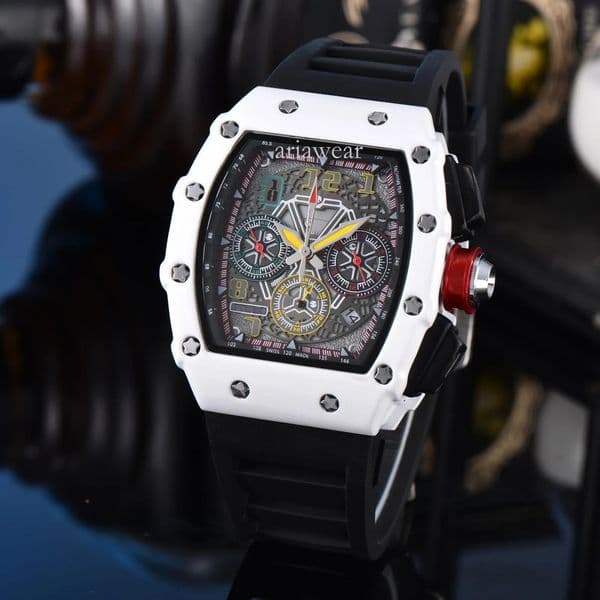Mens Richard Millers Watch Rubber Strap High Quality Richard Mill Watch Luxury Designerwatch Man Watch Woman Chronograph Superclone Quartz Vintage Watch 18e