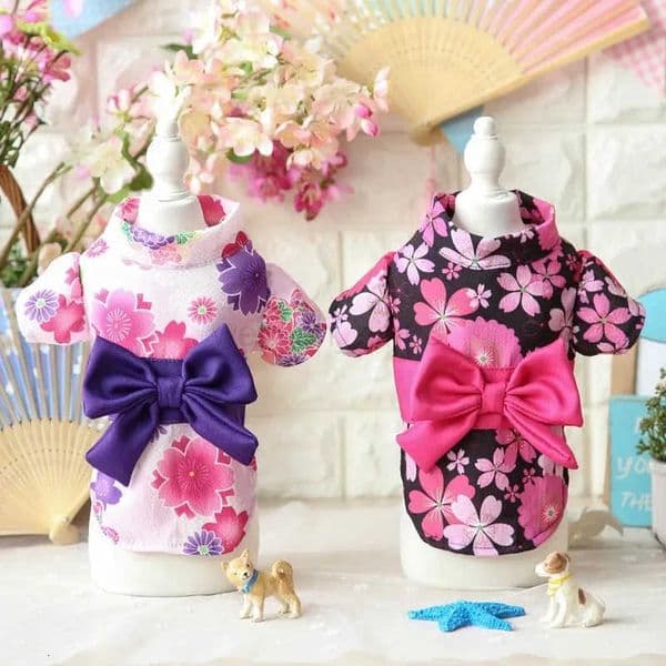 Japanese Pet Kimono Poodle Cat Bathrobe Blossom Cherry Sakura Summer Puppy Spring Pet Clothes Skirt Flower Kitty Dress Kimono H260413
