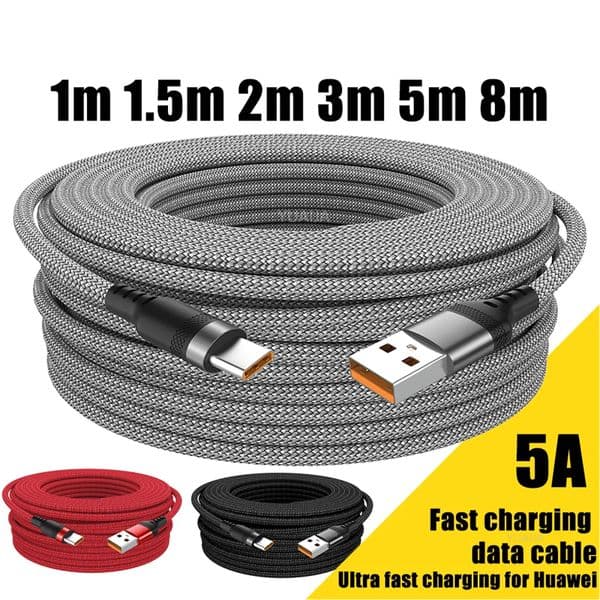 USB TYPE C Cable 5A Super Fast Charge Cable for iPhone 15 16 17 Full range Huawei Samsung oppo oneplus Universal USB C Extension