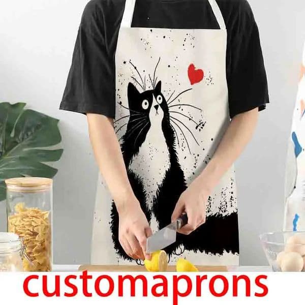 Home kitchen cleaning anti-linen digital printed apron custom apron 260408