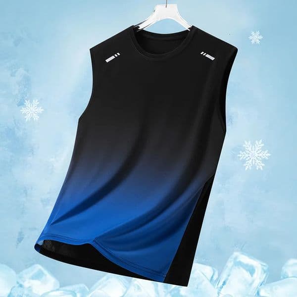 Mens Gradient Sports Vest Lightweight Sleeveless round Neck T-Shirt Summer Running Trendy Loose Fit Youth Cross-Border 260407BJ