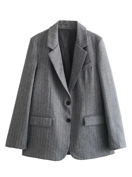 Willshela Women Fashion With Pockets Striped Single Breasted Blazer Vintage Notched Neck Long Sleeves Female Chic Lady Outfits 260410