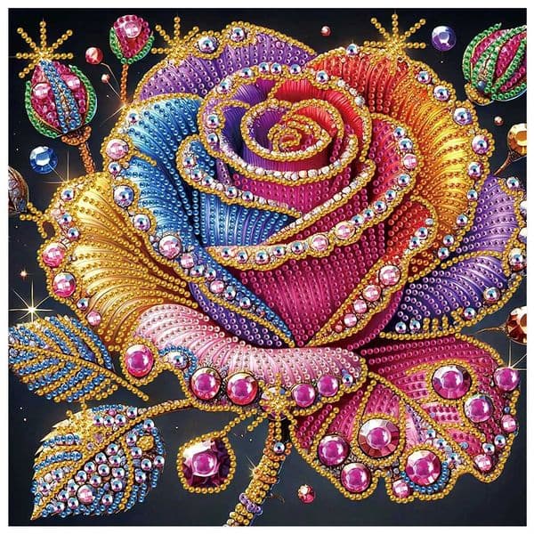 Colorful rose Special Shape Diamond Kits for BeginnersDiamond Partial Mosaic Making Craft Kits for Home Decor Handmade Art GiftZ260413
