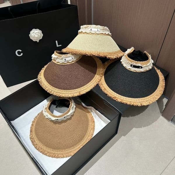 Luxury Beach Sunhat Hats Designers Women Designer Beach Hat Summer Empty Top Sun Visor Straw Hat Caps Outdoor Adjustable Casual Travel