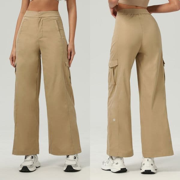 A2071 High-Waisted Slim Cargo Pants Casual Outdoor Fitness Trousers with Straight Legs