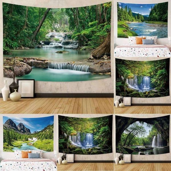 Forest print pattern large tapestry living room wall background home decoration bedroom hanging cloth 230x150cm 26Y0413