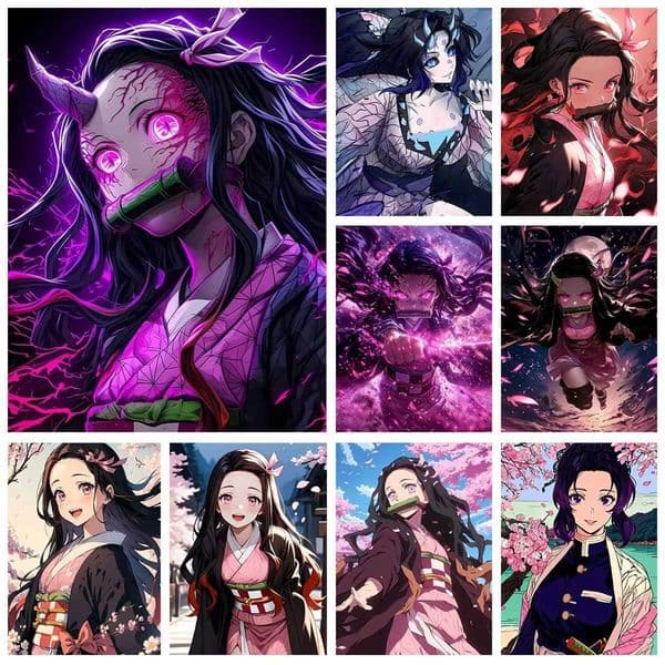 Manga Girl Nezuko Diy Diamond Painting Kit For Demon Slayer Hand Diamond Embroidery Anime Home Wall Decor MosaicZ260413
