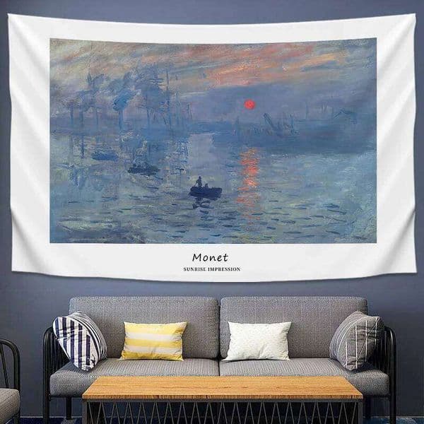 VIKAMA Monet Morning On The Seine Fine Tapestry Art Wall Hanging Aesthetic Home Tapestries Living Room Bedroom Decor 26Y0413