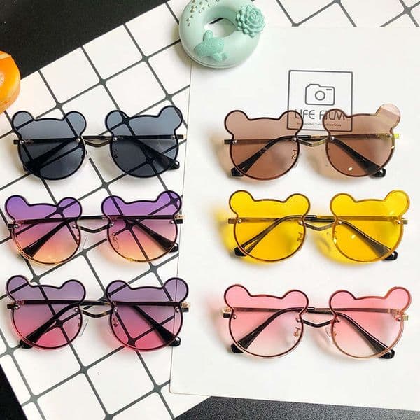 New Model Children's Cartoon Fashion Bear Frame Street Style Sunglasses Outdoor Travel UV Protection