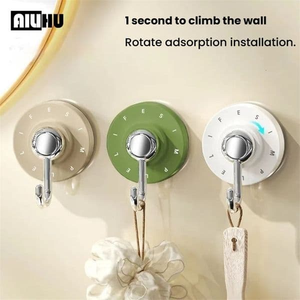 Bathroom Accessories Waterproof Rotating Suction Hooks for Kitchen Strong Adhesive Wall Organize w260410