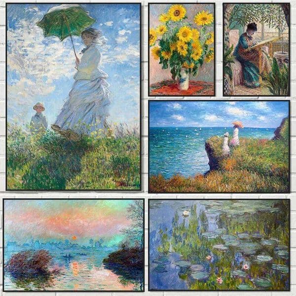 Claude Monet Classic Collection Paintings Canvas Poster and Prints Wall Art Pictures for Hall Living Room Home Decor Mural 26L0413