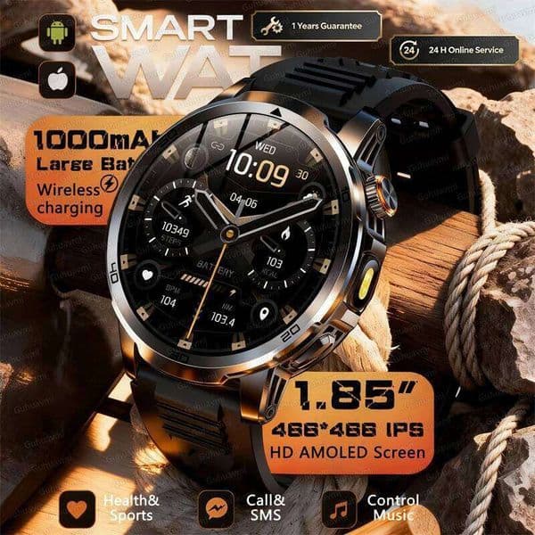 2026New Outdoor Smart Watch Fitness Clock 1.85" AMOLED Screen 1000mAh Large Battery Sports Health Call Waterproof Smartwatch Men 26Y0413