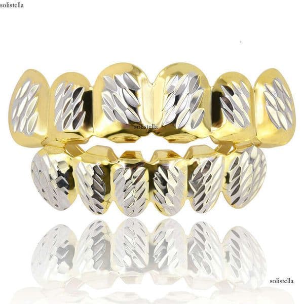 New Jewelry Hot-Selling HIPHOP Hip Hop Set with Flower Design Two-Tone Gold Teeth Wholesale Manufacturer