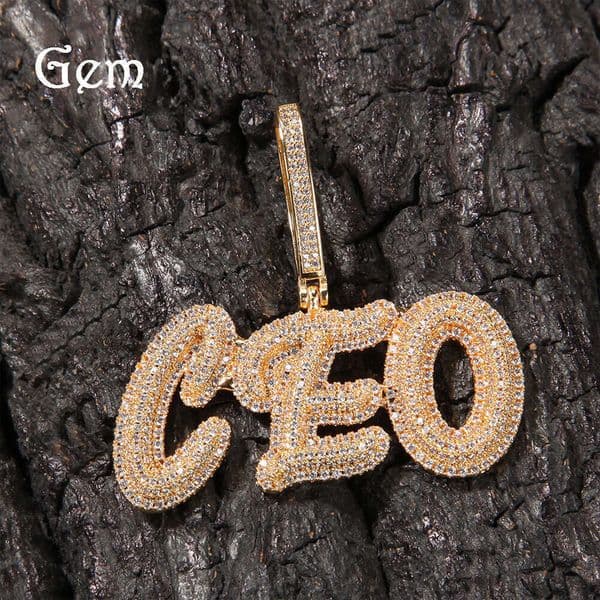 New Hip Hop Style Signature Letter Pendant Wholesale Silver Inlaid Moissanite Personality Splicing Fashion Jewelry One Piece Dropshipping