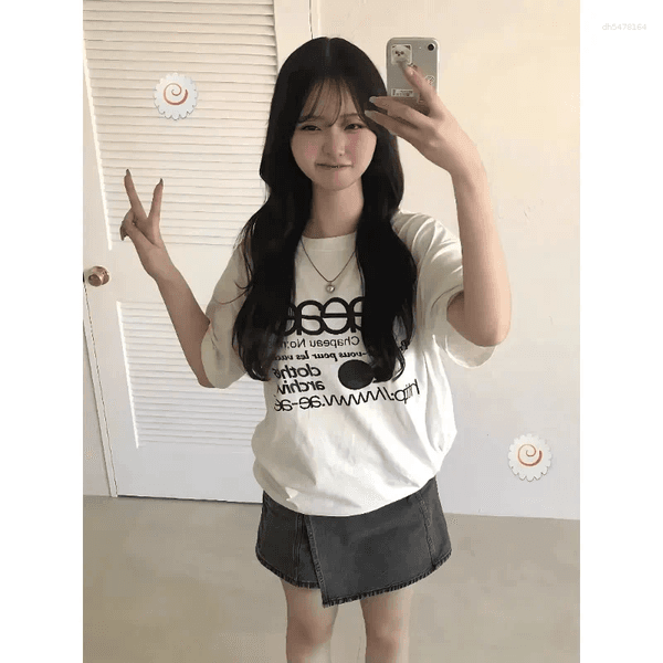 Women's T Shirts Aeae Korean Classic Letter Versatile Casual Loose Short-sleeved T-shirt For Both Men And Women Shirt Top Summer