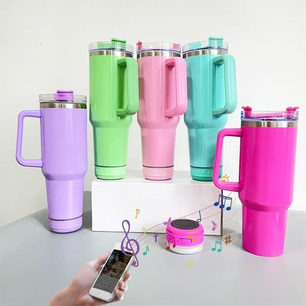 20PACK US Mother's Day gift Double walled sublimation 40oz Sports Speaker mug stainless steel insulated tumbler with handle and straw for customized gifts