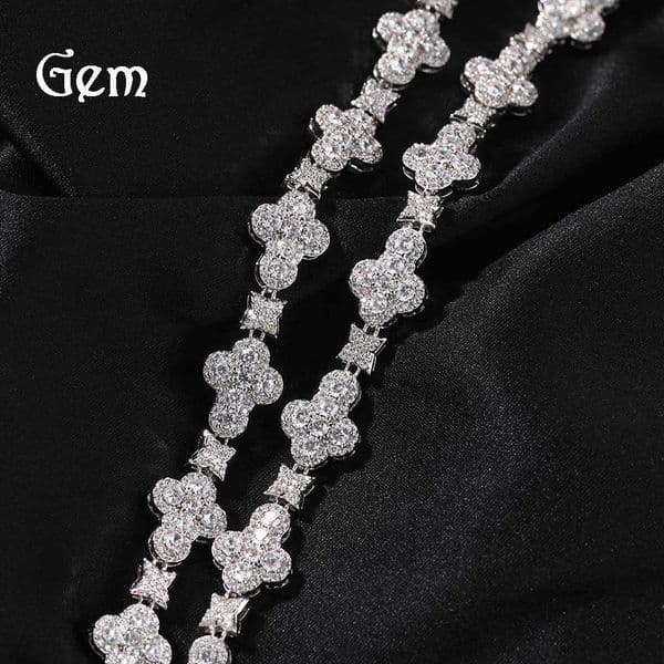 Jewelry New Style Personality Hip Hop 10mm Cross Flower Inlaid Diamond Necklace Unisex Trendy Versatile Sweater Chain