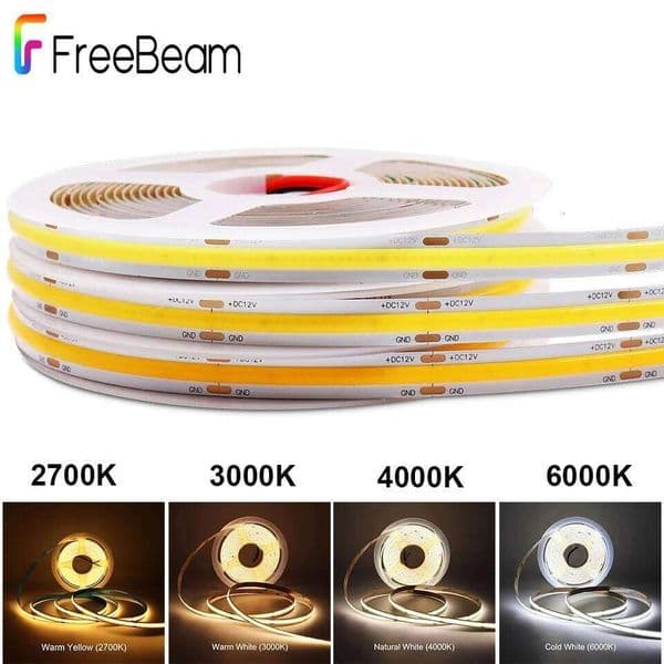 5M 10M 12V 24V COB Strip Flexible Ribbon Light Dimmable Room Decor LED Tape 2700K 3000K 4000K 6000K 8mm 26L0414