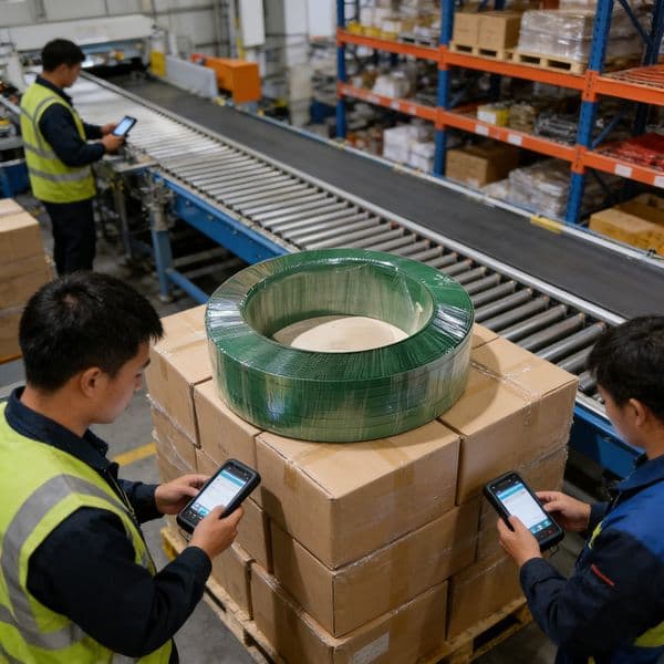 High Tensile Green PET Strapping Band Industrial Packing Belt for Pallet Securing wholesale