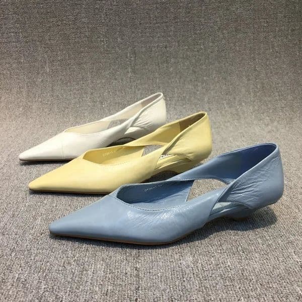 Shoes for Woman Comfortable Womens Summer Footwear Moccasins Blue Low Heel Elegant Pointed Toe High Quality Young 260414