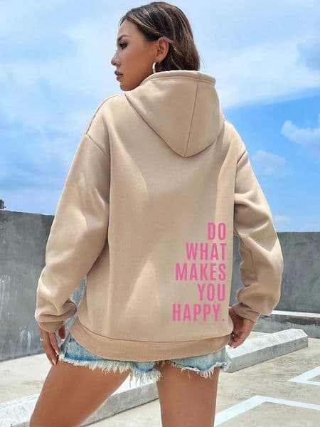 Do What Makes You Happy Pink Letter Womens Clothing Personality Street Sweatshirt Casual All-Match Woman Hip Hop Fashion Hoodies 260410BJ