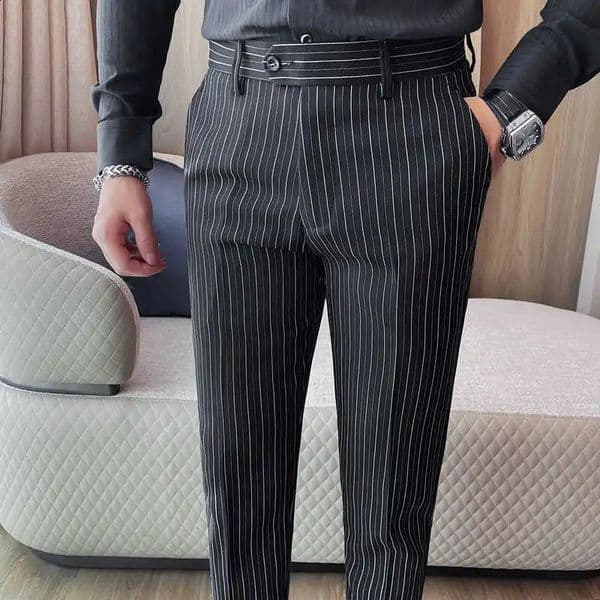 Men Suit Pants High Quality Korean Business Formal Wear Mens Office Trousers Slim Fit Casual Simple Striped Dress Male 36 260414