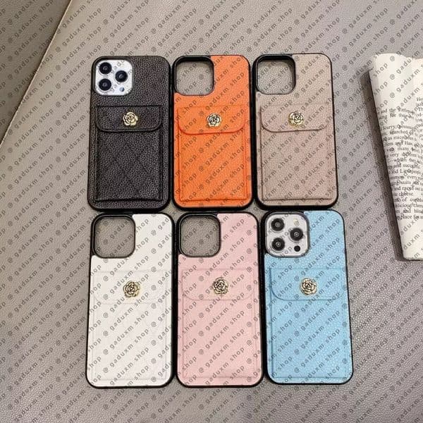 Designer Phone Case Luxury iPhone Case with Card Holder for iPhone 17 Pro Max Cases Apple 16 15 14 13 12 11 XsMax 15 Plus Cell Phone Cases Leather Mobile Cover