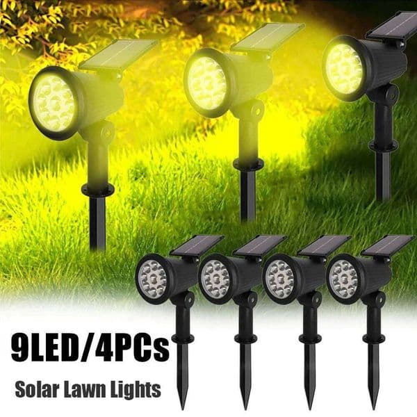 LEDs Solar Spotlights Outdoor IP65 Waterproof Spot Lights Brightness Adjustable for Garden Backyard Driveway Patio Law Decor 26W0414