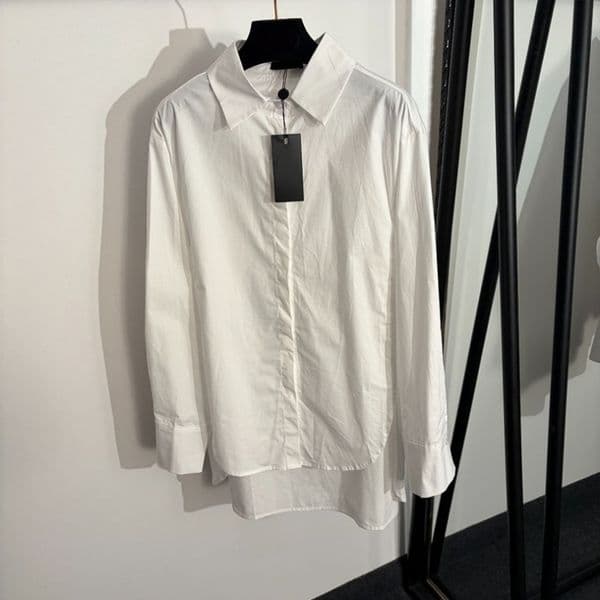 Simple White Formal Blouse Designer Women Oversize Irregular Unisex Office Thin Shirts Breathable Versatile Brand Blouses