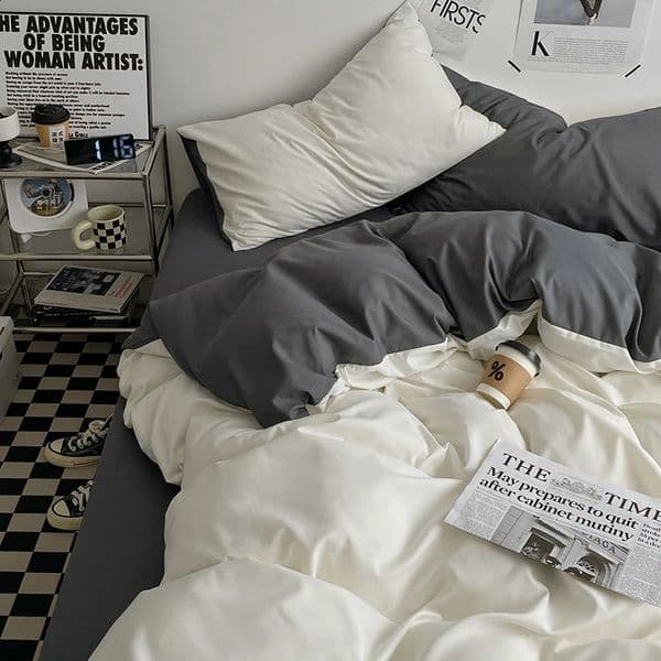 3piece double color duvet cover pillowcase bedding set soft and breathable bedroom or guest room without core 260414