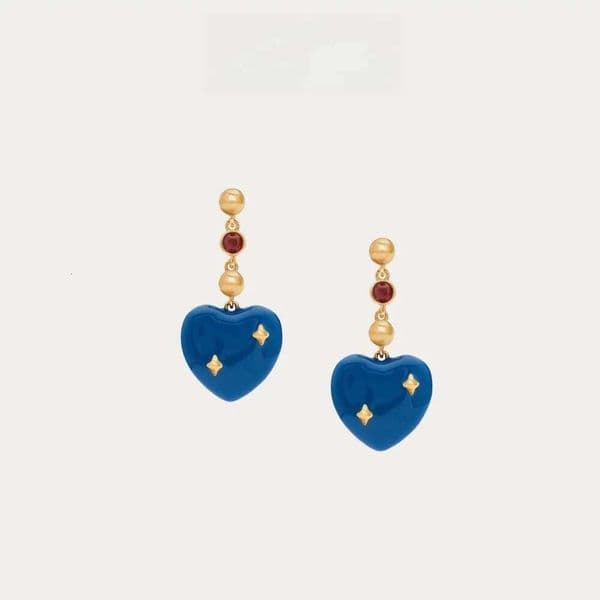 925 Silver Needle Klein Blue Heart-Shaped Earrings For Women With A Sense Of Sophistication