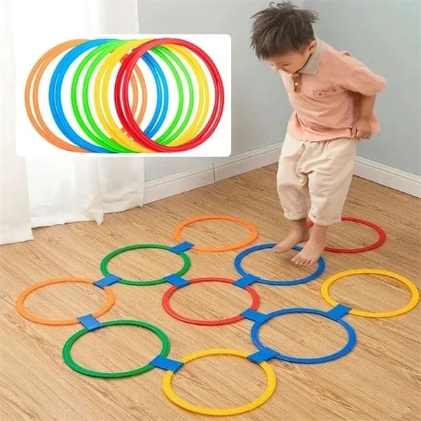 Outdoor Kids Funny Physical Training Sport Toys Lattice Jump Ring Set Game 10 Hoops Connectors for Park Play Boys Girls 260320