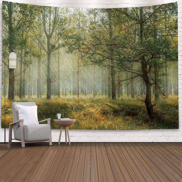 3D Printing Green Nature Tree Landscape Tapestry View Wall Hanging Carpet Blanket Bedspread Yoga Towel Home Beach Wall Decor
