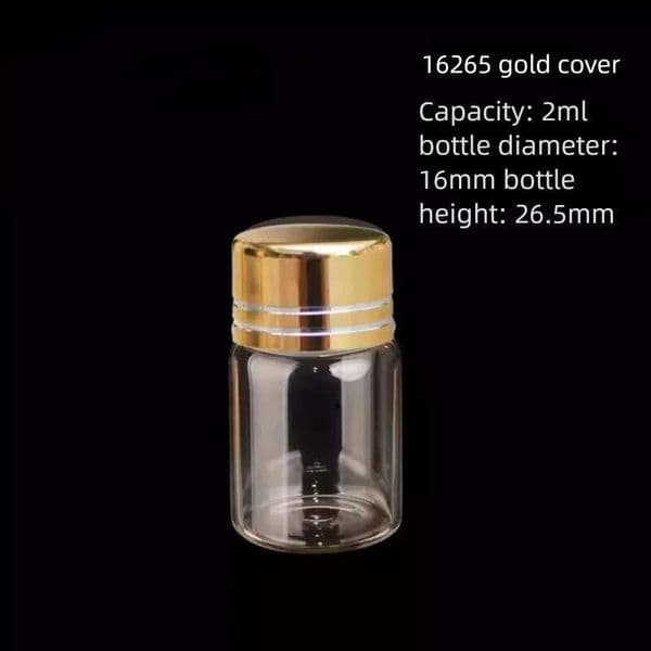 Wholesale 1000Pcs 16*26.5 Mm 2Ml Golden Plastic Screw Cap Bottles Empty Transparent DIY Glass Decorative Vials Jars B2