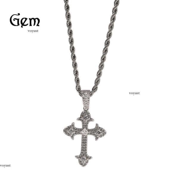 Moissanite Cross for Men Moissanite Jewelry Sweater Chain Internet Celebrity Hip Hop Fashion Ins Style Pendant Necklace Wholesale