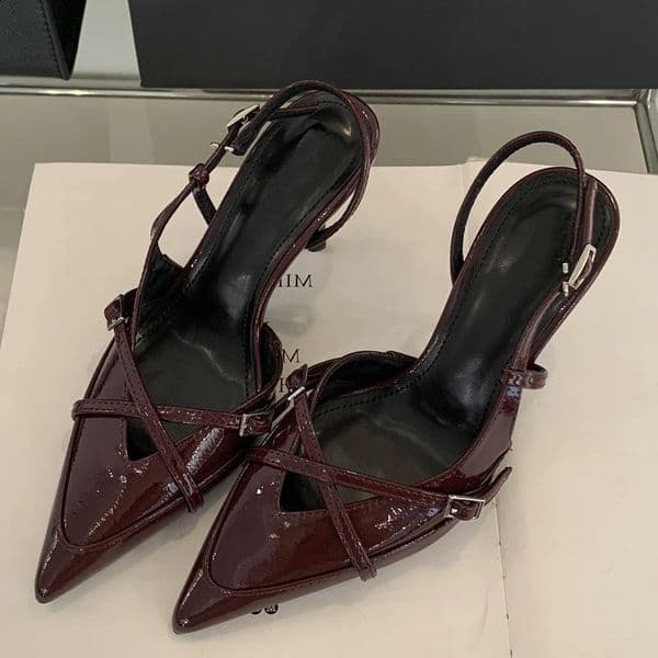 Eilyken Street Style Sexy Buckle Strap Women Pumps Elegant Pointed Toe Thin High Heels Banquet Party Slingback Shoes 260414BJ