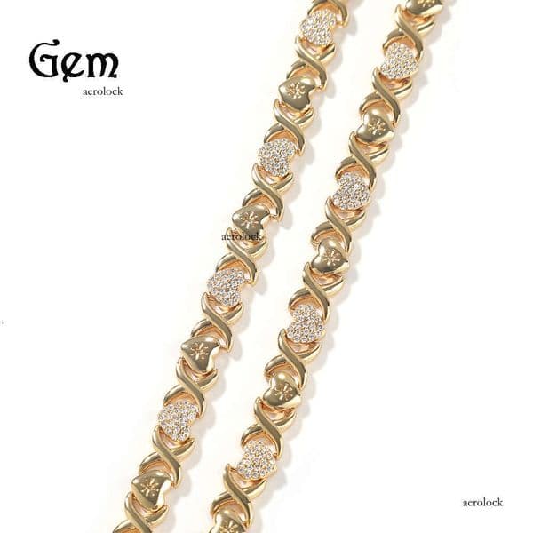 Moissanite Jewelry Fashion New Style Diamond-Encrusted XO Gold-Plated Hip Hop Necklace Light Luxury High-End Heart Infinity Collarbone Chain Jewelry
