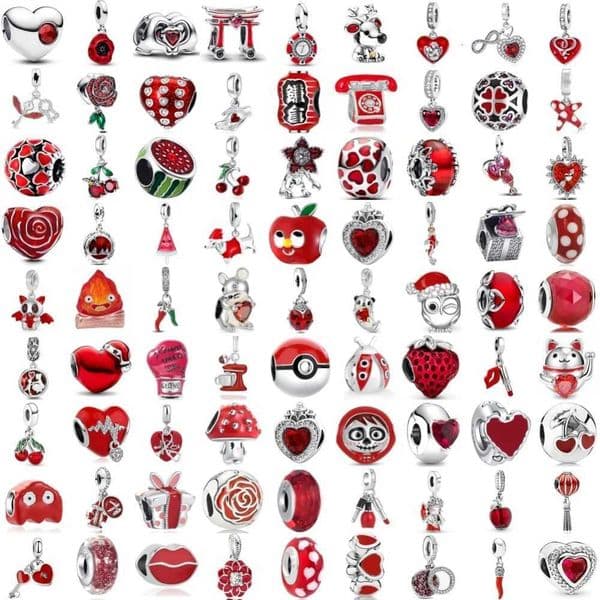 925Silver RedAppleStrawberryWatermelon-shaped Bead Pendant Suitable for European Bracelet DIY ExquisiteJewelry X260414