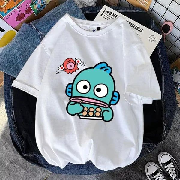 Women's T Shirts 2026 Hangyodon Women T-shirt Summer Short Sleeve Cotton Men Tee Shirt Tops Cartoon Anime Fashion Couple Clothes