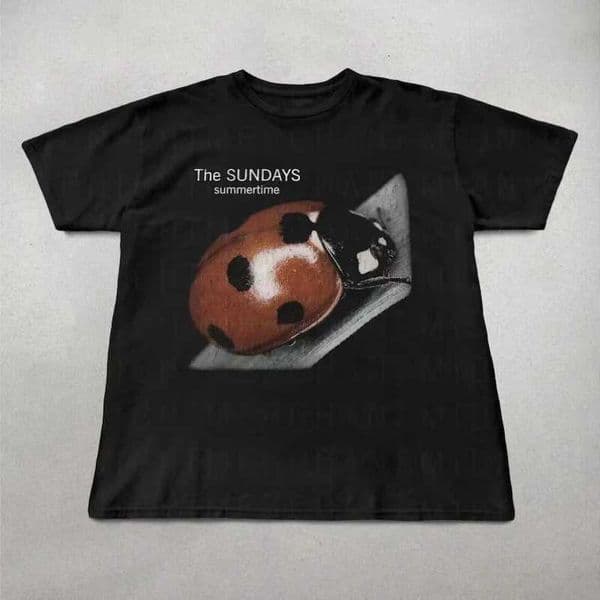 The Sundays Summer Time Vintage Cotton Short Sleeve T-shirt Funny Pattern Print Tee Men Women Ins Style Y2k Streetwear Tee Tops H260414