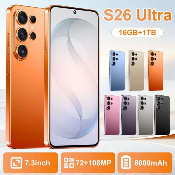 Bestselling S26 Ultra True 4G Android 12 16+1Tb Smartphone 7.3 Inch 8-Core External Pen SANNAING