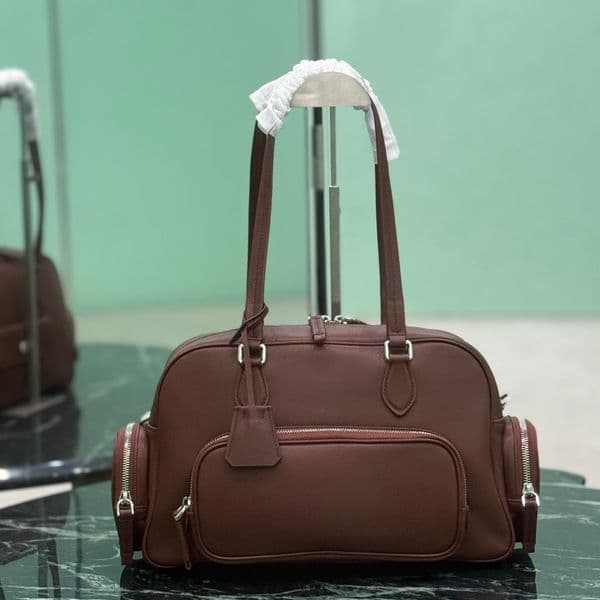 10A Designer Large Leather Tote with Multi Pocket Design Soft Cowhide Long Handles Spacious Daily Bag with Modern Elegant Style