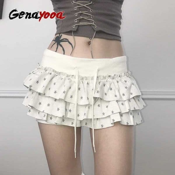 Genayooa Y2k Japanese Skirt Women Dot Mini A-line Pleated Skirts Streetwear Korean Style Irregular Skirts E-girls Short Skirt L260414