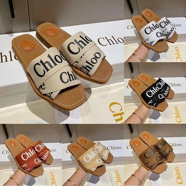 Luxury Sandals Flat Slides Designer Canvas Slippers Womens Sandal Sandale Shoes Casual Bottom Summer Flat Flip Flops Women