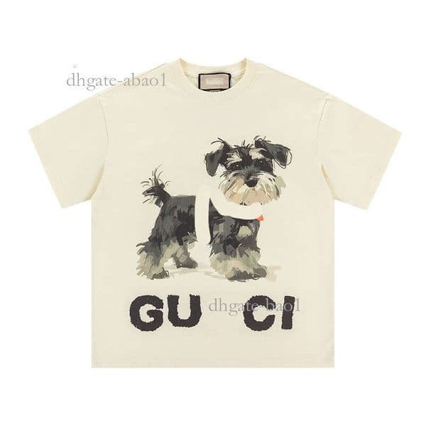 Designer 26Ss Spring Summer New Cute Dog Hand-Painted Graffiti Print Unisex Loose Short Sleeve T-Shirt 939b