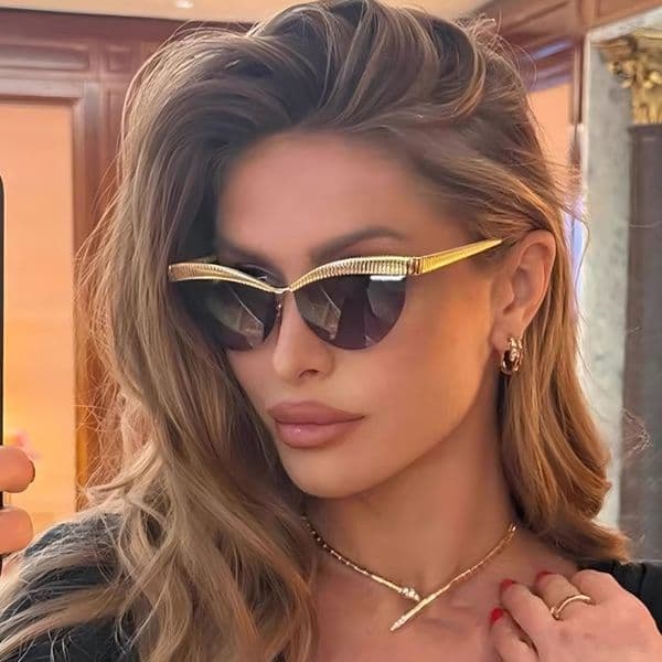 fashion new half-frame cat-eye sunglasses with high-end textured legs, versatile trendy sunglasses, internet celebrity style glasses