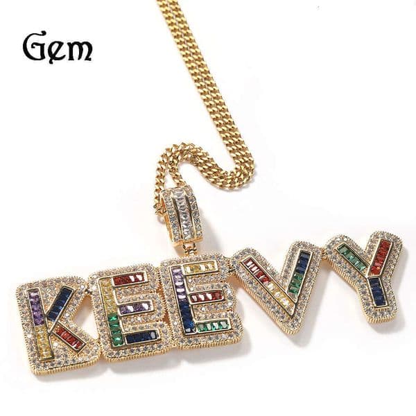 Moissanite Jewelry Sty Diamond-Encrusted Letter Moissanite Pendant Large Rock Candy Number Hip Hop Men's Necklace Personalized Accessories